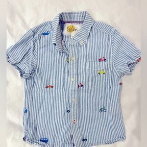 Boden kids size 4 short sleeve button down. Cars, bicycles, trucks